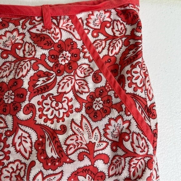 American Eagle Outfitters AEO Floral Lined Front Tie Coral Skirt Pockets Women 4 - Picture 6 of 13